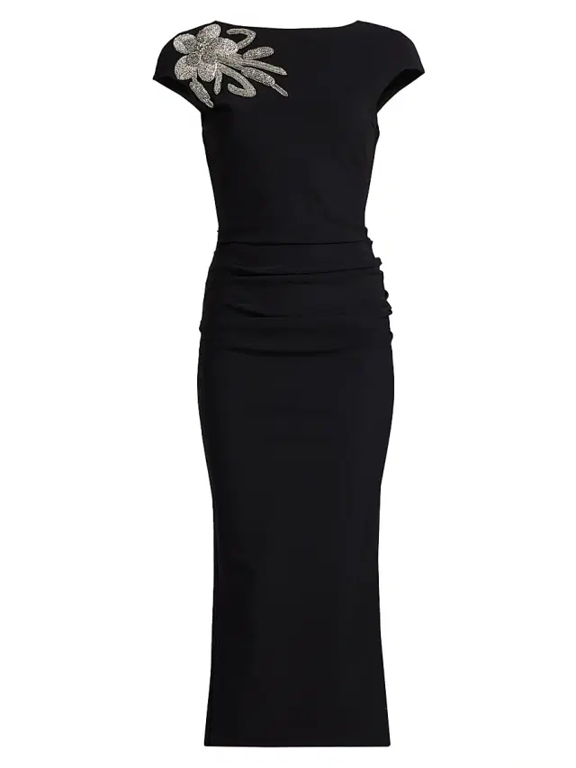 Chiara Boni La Petite Robe Women's Hesup Shoulder-Embellished Cocktail Dress - Black