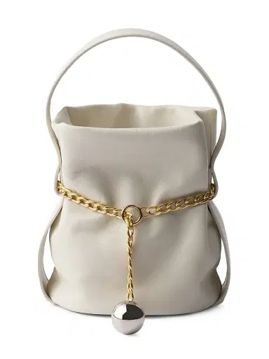 Prada Women's Petit Sac Noir Nappa Leather Mini-Bucket Bag - White | Thumbnail 1 Prada Women's Petit Sac Noir Nappa Leather Mini-Bucket Bag - White | Thumbnail 1