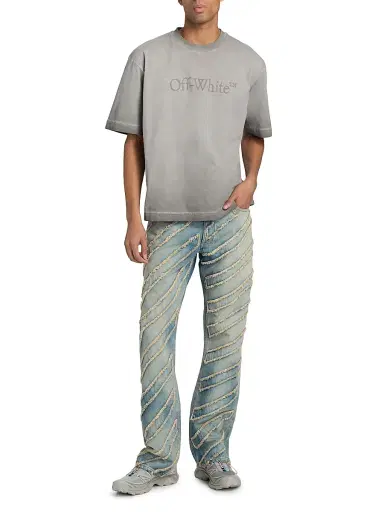 Off-White Men's Diag Ao Skinny Flare Jeans - Dirty Blue | Thumbnail 2