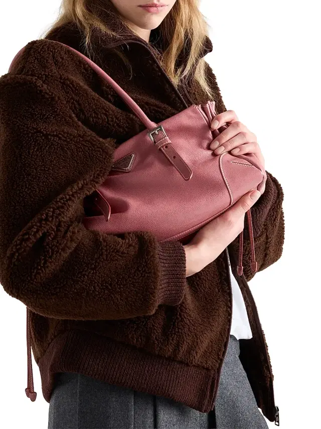 Prada Women's  Antiqued Leather Shoulder Bag - Pink