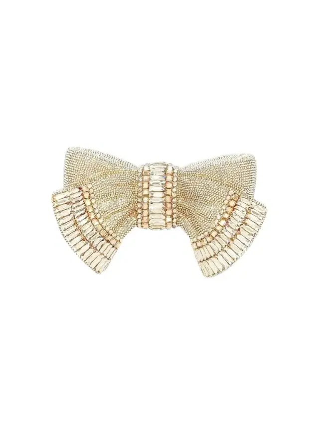 Women's Crystal Bow Clutch - Silver Prosecco
