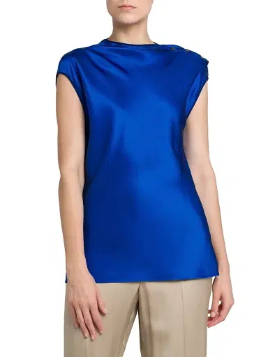 Giorgio Armani Women's Buttoned Silk Satin Blouse - Humming Bird - Size 4 | Thumbnail 3 Giorgio Armani Women's Buttoned Silk Satin Blouse - Humming Bird - Size 4 | Thumbnail 3