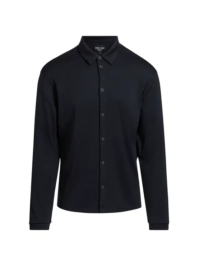 Giorgio Armani Men's Button-Front Cashmere Shirt - Navy