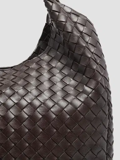 Bottega Veneta Women's Campana Large Intrecciato Leather Shoulder Bag - Fondant Brass | Thumbnail 6