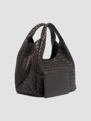 Bottega Veneta Women's Campana Large Intrecciato Leather Shoulder Bag - Fondant Brass | Thumbnail 8