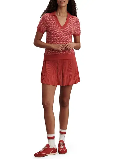 Varley Women's Ezrella Geometric Cotton-Blend Polo Shirt - Baked Apple - Size XL | Thumbnail 2 Varley Women's Ezrella Geometric Cotton-Blend Polo Shirt - Baked Apple - Size XL | Thumbnail 2