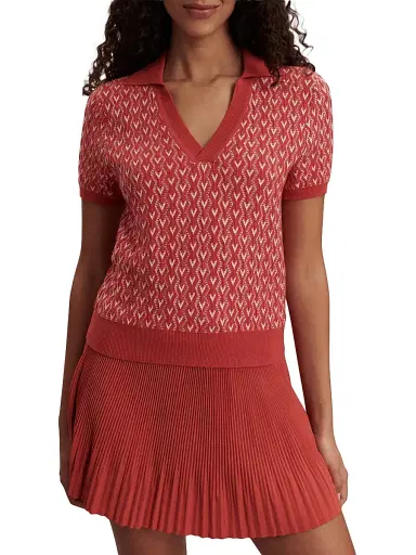 Varley Women's Ezrella Geometric Cotton-Blend Polo Shirt - Baked Apple - Size XL | Thumbnail 3 Varley Women's Ezrella Geometric Cotton-Blend Polo Shirt - Baked Apple - Size XL | Thumbnail 3