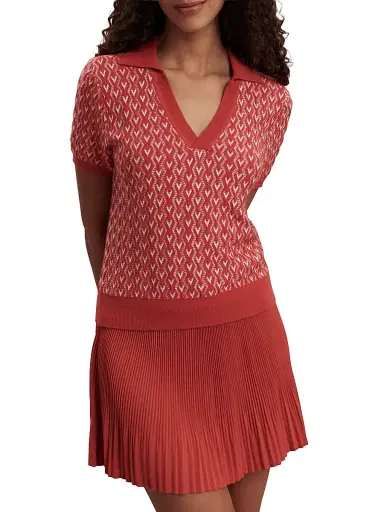 Varley Women's Ezrella Geometric Cotton-Blend Polo Shirt - Baked Apple - Size XL | Thumbnail 4 Varley Women's Ezrella Geometric Cotton-Blend Polo Shirt - Baked Apple - Size XL | Thumbnail 4