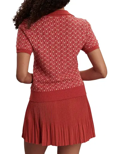Varley Women's Ezrella Geometric Cotton-Blend Polo Shirt - Baked Apple - Size XL | Thumbnail 6 Varley Women's Ezrella Geometric Cotton-Blend Polo Shirt - Baked Apple - Size XL | Thumbnail 6