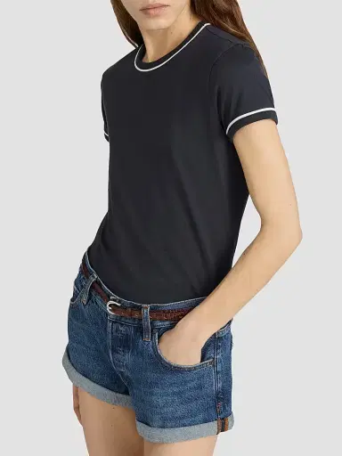 Frame Women's The Ringer Contrast-Trim Cotton T-Shirt | Thumbnail 5