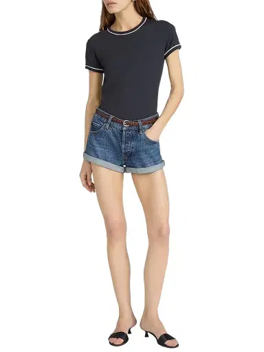 Frame Women's The Ringer Contrast-Trim Cotton T-Shirt | Thumbnail 1
