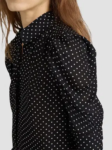 FRAME Women's The Gillian Pin Dot Silk Blouse - Black Multi | Thumbnail 6