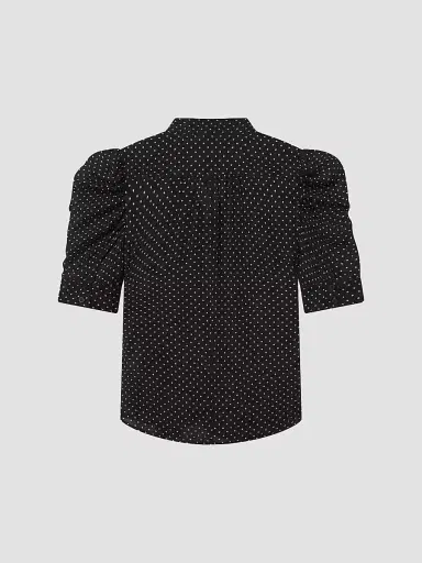 FRAME Women's The Gillian Pin Dot Silk Blouse - Black Multi | Thumbnail 8