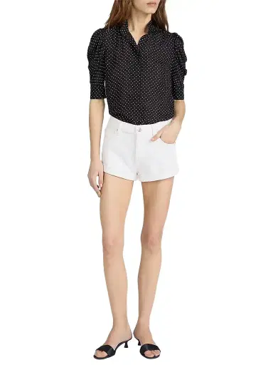 FRAME Women's The Gillian Pin Dot Silk Blouse - Black Multi | Thumbnail 1