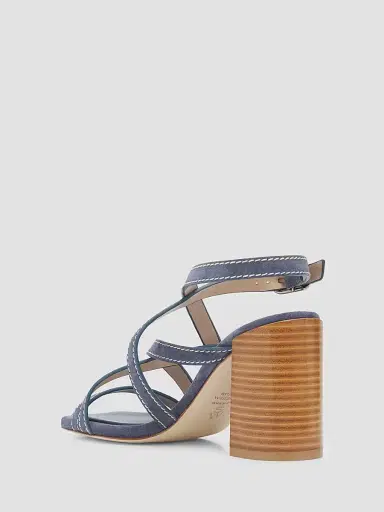 Stuart Weitzman Women's Park Block 85MM Suede Strappy Sandals - Blue - Size 9.5 | Thumbnail 4