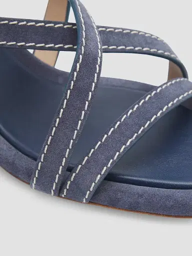 Stuart Weitzman Women's Park Block 85MM Suede Strappy Sandals - Blue - Size 9.5 | Thumbnail 5