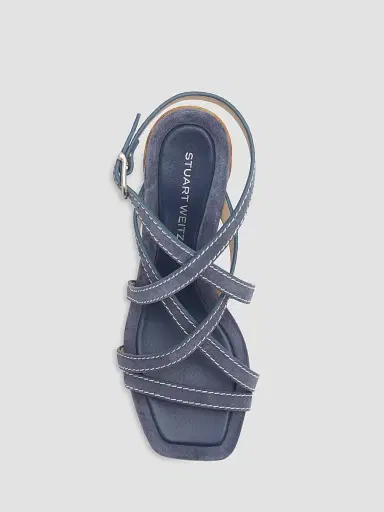 Stuart Weitzman Women's Park Block 85MM Suede Strappy Sandals - Blue - Size 9.5 | Thumbnail 6