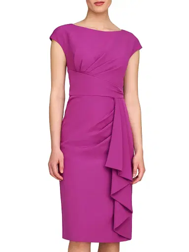 Kay Unger Women's Linden Draped Crepe Cocktail Dress | Thumbnail 3