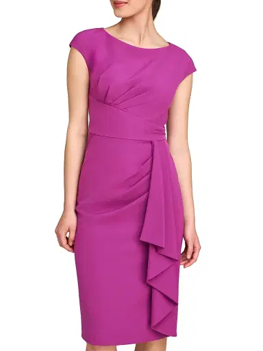 Kay Unger Women's Linden Draped Crepe Cocktail Dress | Thumbnail 5