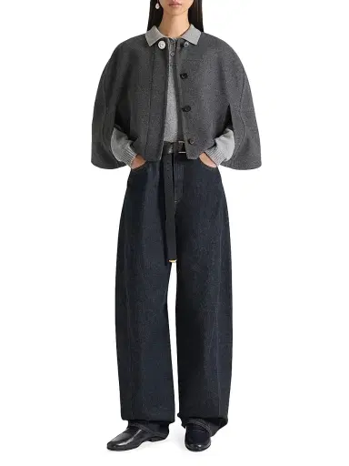 Givenchy Women's Cropped Cape in Wool and Cashmere - Dark Grey - Size 10 | Thumbnail 3 Givenchy Women's Cropped Cape in Wool and Cashmere - Dark Grey - Size 10 | Thumbnail 3