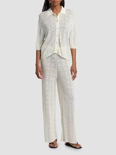 Loulou de Saison Women's Siani Lace Knit Button-Front Top | Thumbnail 2 Loulou de Saison Women's Siani Lace Knit Button-Front Top | Thumbnail 2