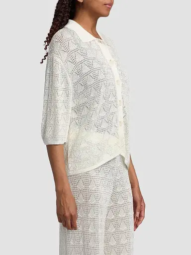 Loulou de Saison Women's Siani Lace Knit Button-Front Top | Thumbnail 4 Loulou de Saison Women's Siani Lace Knit Button-Front Top | Thumbnail 4