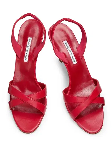 Manolo Blahnik Women's Callasli 90MM Leather Slingback Sandals - Red - Size 10 | Thumbnail 4