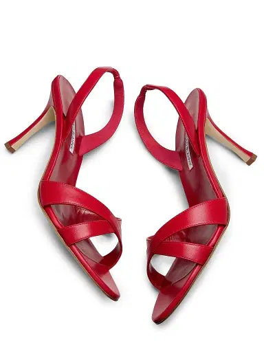 Manolo Blahnik Women's Callasli 90MM Leather Slingback Sandals - Red - Size 10 | Thumbnail 6