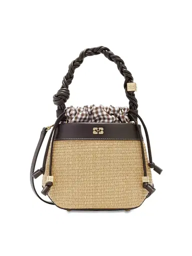 Ganni Women's Bou Raffia Bucket Bag | Thumbnail 1 Ganni Women's Bou Raffia Bucket Bag | Thumbnail 1