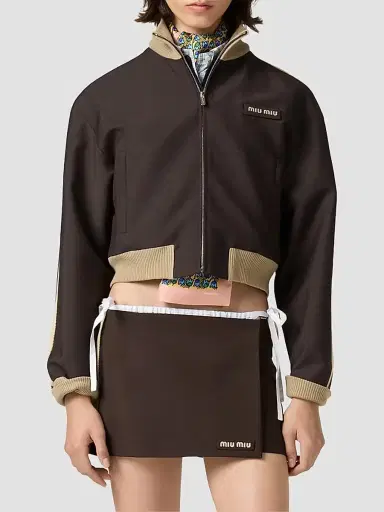 Miu Miu Women's Kid Mohair Blouson Jacket - Brown - Size 8 | Thumbnail 2