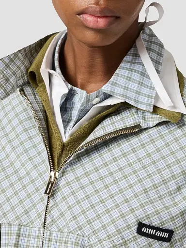 Miu Miu Women's Checked Technical Fabric Blouson Jacket | Thumbnail 4