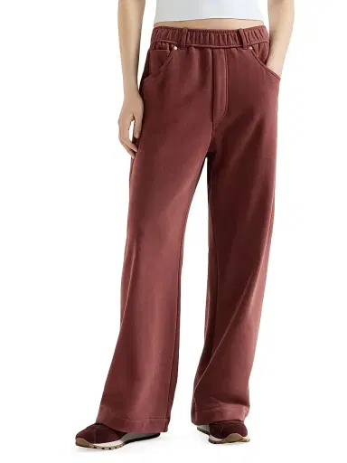 Brunello Cucinelli Women's Cotton Smooth French Terry Trousers - Wine - Size Medium | Thumbnail 2