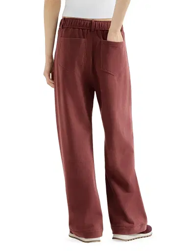 Brunello Cucinelli Women's Cotton Smooth French Terry Trousers - Wine - Size Medium | Thumbnail 3