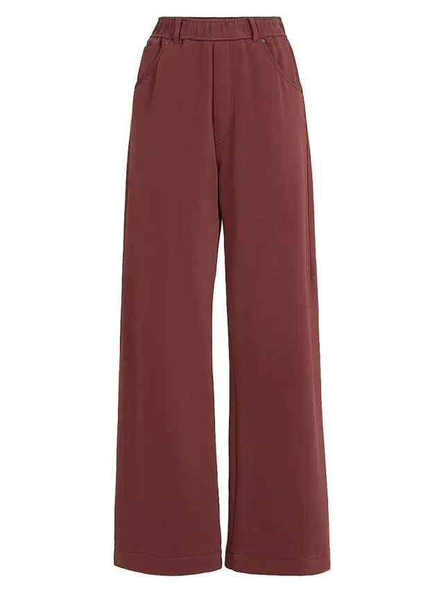 Brunello Cucinelli Women's Cotton Smooth French Terry Trousers - Wine - Size Medium