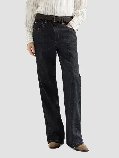 Brunello Cucinelli Women's No Fade Denim Contemporary Jeans with Monili | Thumbnail 2