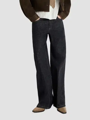 Brunello Cucinelli Women's No Fade Denim Contemporary Jeans with Monili | Thumbnail 4