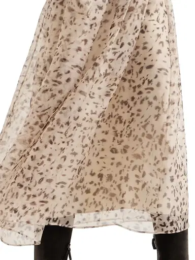 Brunello Cucinelli Women's Lynx Print Silk Organza Pleated Skirt | Thumbnail 5