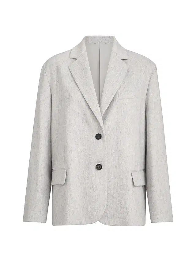 Brunello Cucinelli Women's Wool Flannel Blazer with Monili - Grey