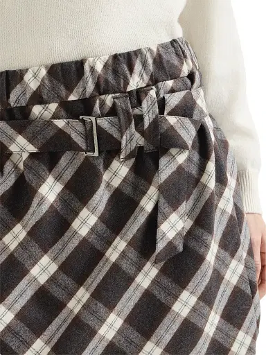 Brunello Cucinelli Women's Virgin Wool Prince of Wales Flannel Utility Mini Skirt | Thumbnail 5 Brunello Cucinelli Women's Virgin Wool Prince of Wales Flannel Utility Mini Skirt | Thumbnail 5