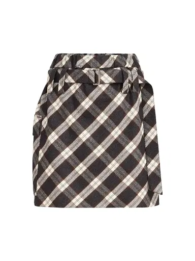 Brunello Cucinelli Women's Virgin Wool Prince of Wales Flannel Utility Mini Skirt | Thumbnail 1 Brunello Cucinelli Women's Virgin Wool Prince of Wales Flannel Utility Mini Skirt | Thumbnail 1