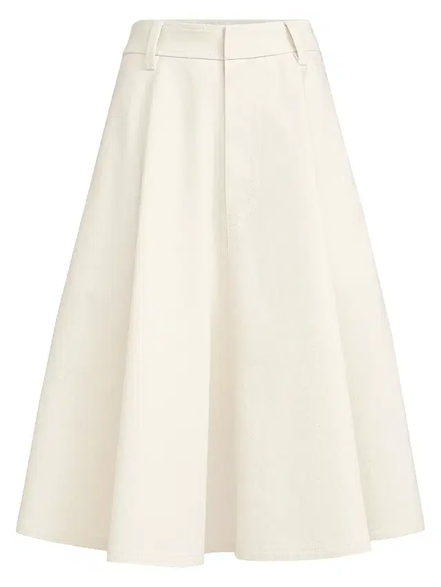 Brunello Cucinelli Women's Dyed Cotton and Wool Wrinkled Denim Full Skirt with Monili - Panama