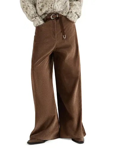 Brunello Cucinelli Women's Stretch Cotton and Cashmere Corduroy Five Pocket Maxi Trousers with Monili - Cigar | Thumbnail 4 Brunello Cucinelli Women's Stretch Cotton and Cashmere Corduroy Five Pocket Maxi Trousers with Monili - Cigar | Thumbnail 4