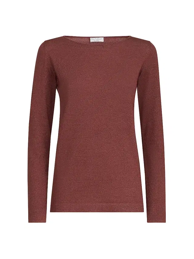 Brunello Cucinelli Women's Sparkling Cashmere and Silk Lightweight Sweater - Ruby