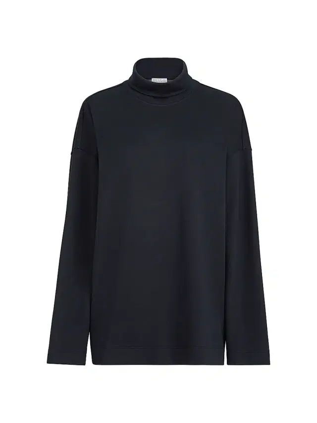 Brunello Cucinelli Women's Cotton and Silk Interlock Turtle-Neck Sweater - Night