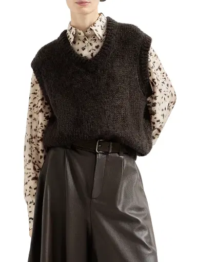 Brunello Cucinelli Women's Sparkling Mohair Sweater Vest with Monili | Thumbnail 2