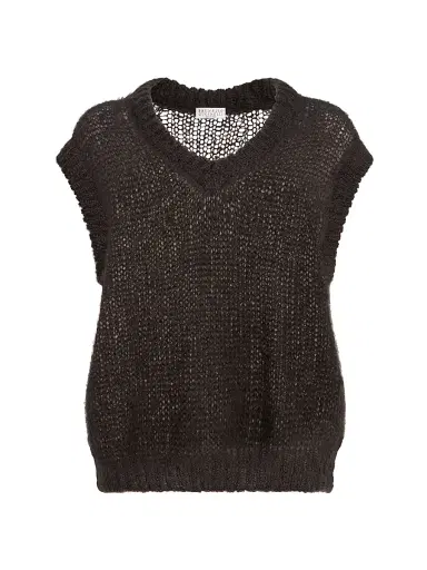 Brunello Cucinelli Women's Sparkling Mohair Sweater Vest with Monili | Thumbnail 1