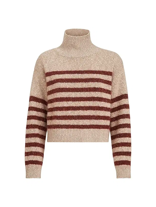 Brunello Cucinelli Women's Soft Virgin Wool and Cashmere Turtleneck Sweater - Brown