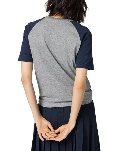 Miu Miu Women's Cotton Jersey Henley Shirt - Grey Multi - Size XS | Thumbnail 4 Miu Miu Women's Cotton Jersey Henley Shirt - Grey Multi - Size XS | Thumbnail 4