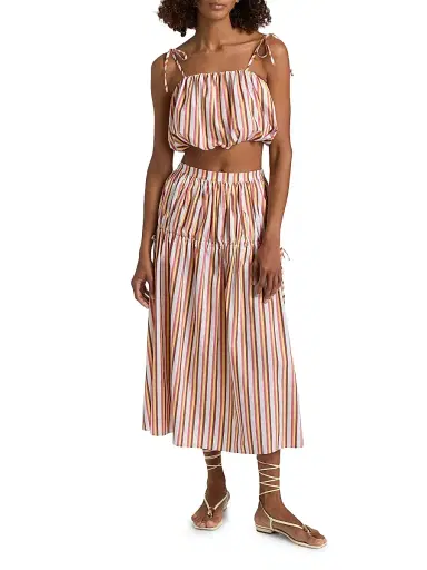 Solid & Striped Women's The Ivy Striped Bubble Crop Top - Symi Stripe - Size XS | Thumbnail 2