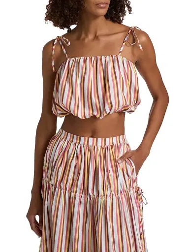 Solid & Striped Women's The Ivy Striped Bubble Crop Top - Symi Stripe - Size XS | Thumbnail 3